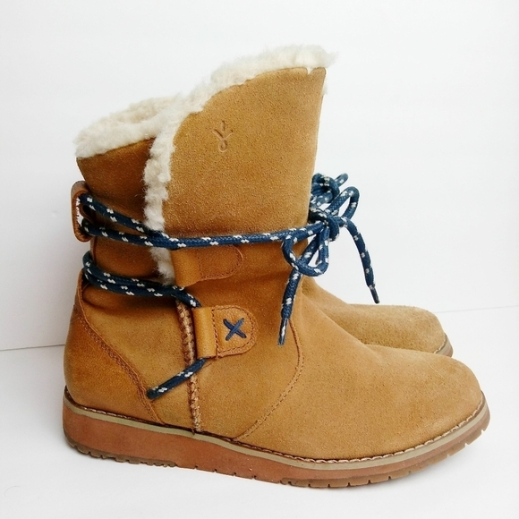 EMU Australia Suede Leather Shearling Lined Lace Up Winter Boots 6 - Picture 1 of 8